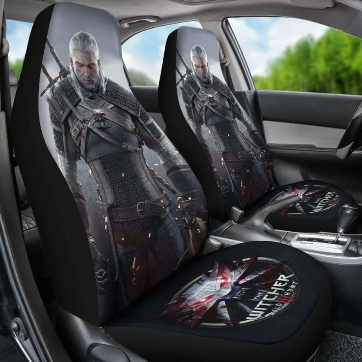 Geralt Logo The Witcher 3: Wild Hunt Game Car Seat Covers Universal Fit 051012