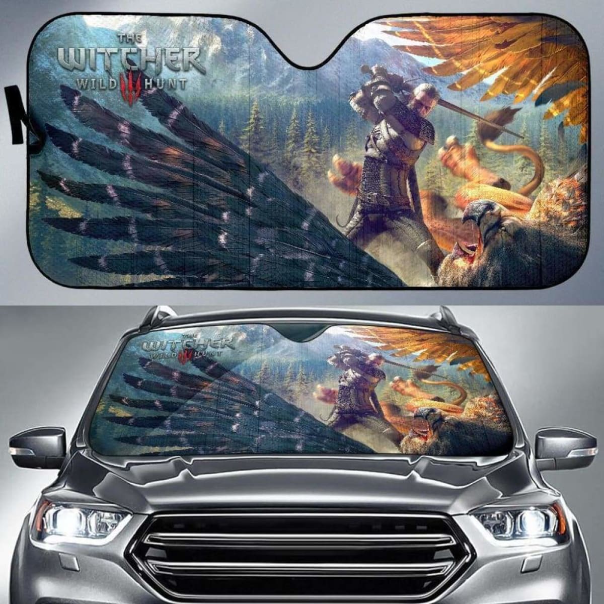 Geralt The Witcher 3: Wild Hunt Car Sun Shades Gaming 3D Universal Fit 051012