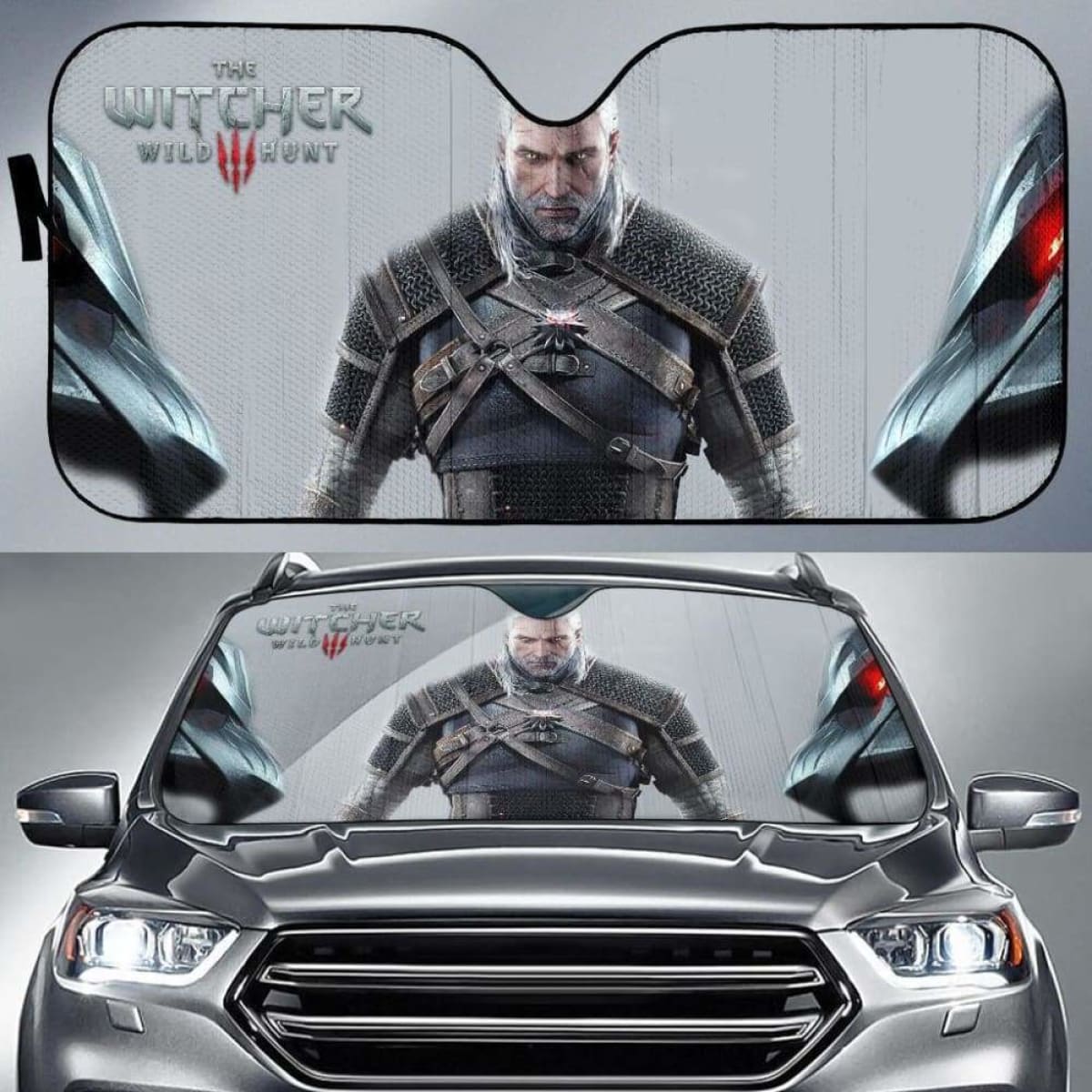 Geralt The Witcher 3: Wild Hunt Gaming 3D Car Sun Shades Universal Fit 051012