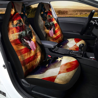 German Shepherd Car Seat Covers Custom American Flag Cool Dog Car Accessories