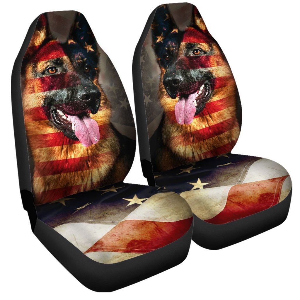 German Shepherd Car Seat Covers Custom American Flag Cool Dog Car Accessories