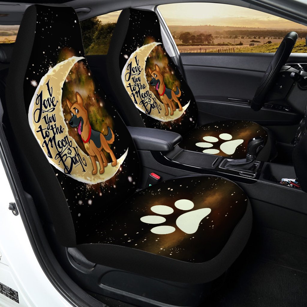 German Shepherd Car Seat Covers I Love You To The Moon and Back Cool Car Accessories Gift Idea For German Shepherd Trainers