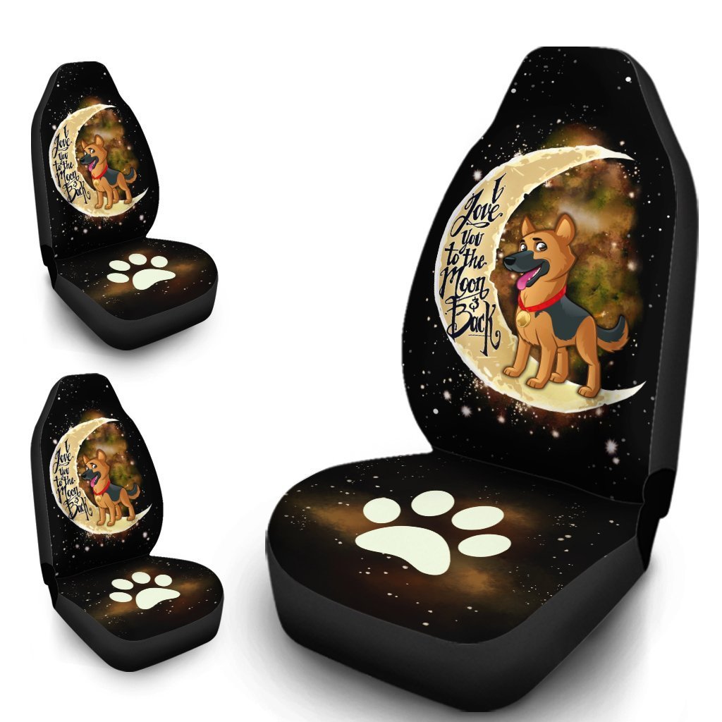 German Shepherd Car Seat Covers I Love You To The Moon and Back Cool Car Accessories Gift Idea For German Shepherd Trainers