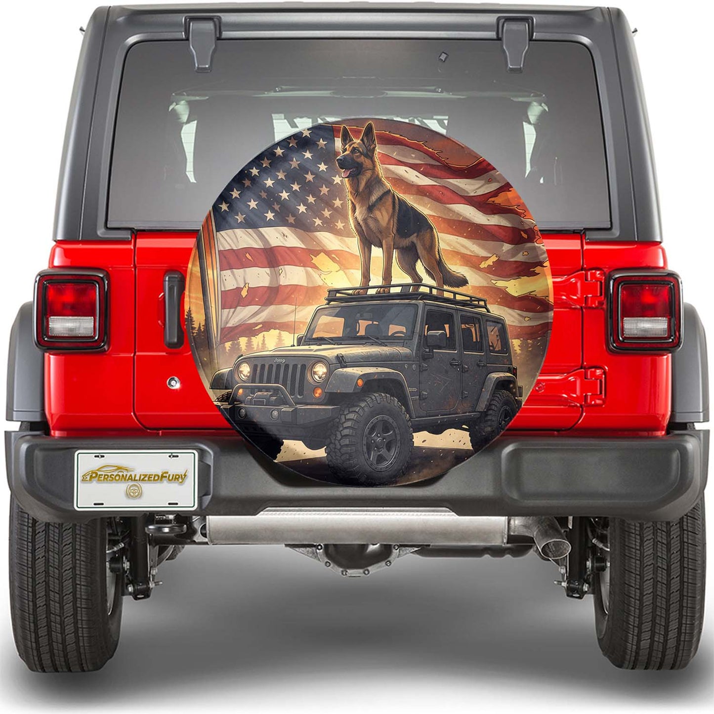 German Shepherd Dog Leather Spare Tire Cover - Car Accessories