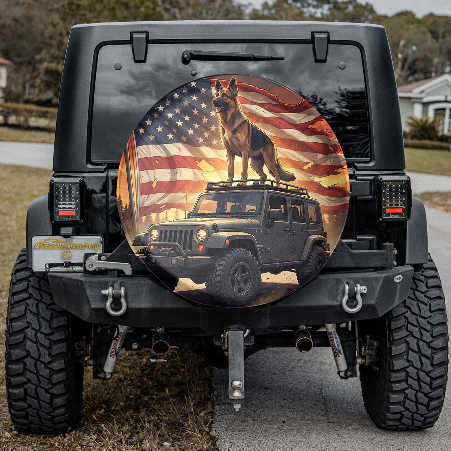German Shepherd Dog Leather Spare Tire Cover - Car Accessories