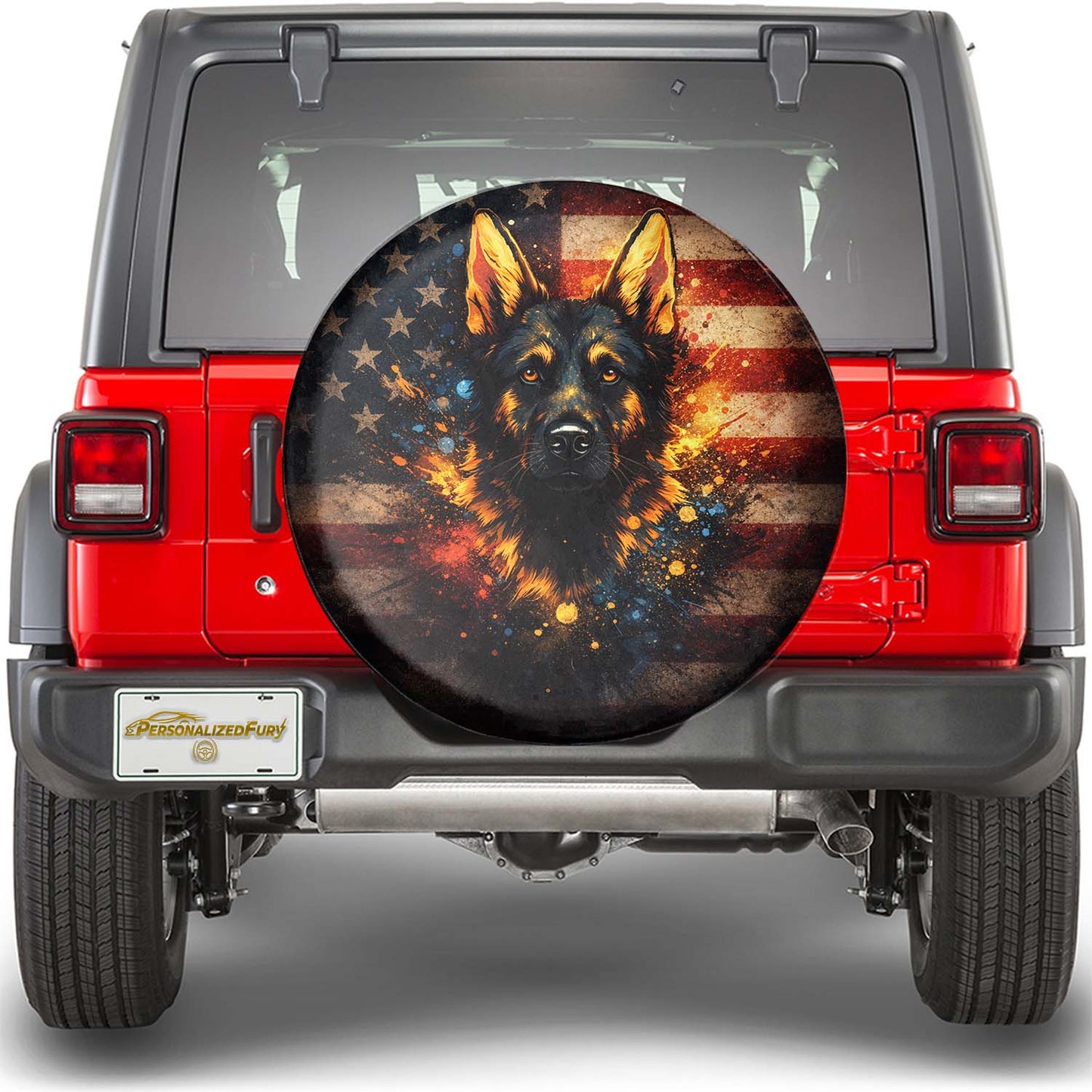 German Shepherd Dog Leather Wheel Cover - Spare Tire Cover