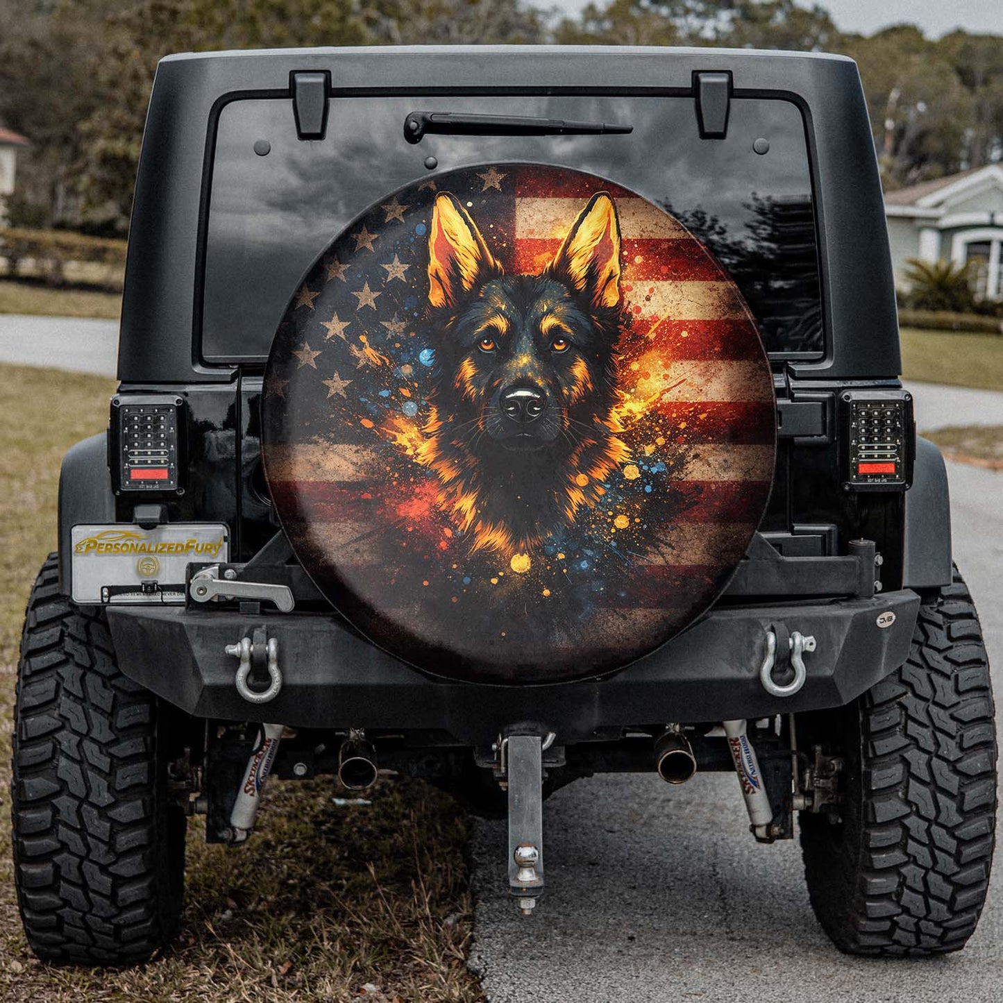 German Shepherd Dog Leather Wheel Cover - Spare Tire Cover