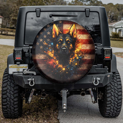 German Shepherd Dog Leather Wheel Cover - Spare Tire Cover