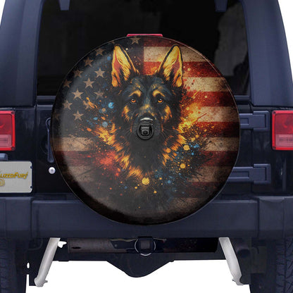 German Shepherd Dog Leather Wheel Cover - Spare Tire Cover