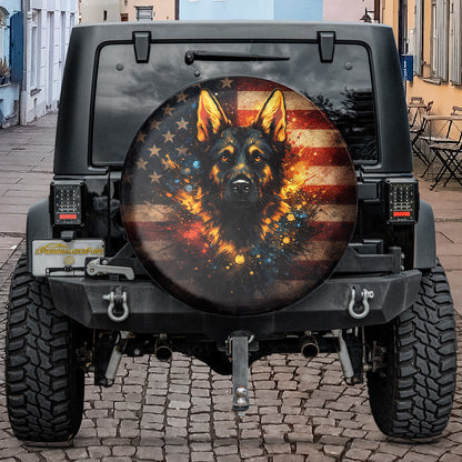 German Shepherd Dog Leather Wheel Cover - Spare Tire Cover