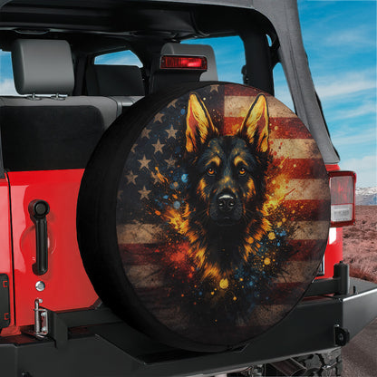German Shepherd Dog Leather Wheel Cover - Spare Tire Cover