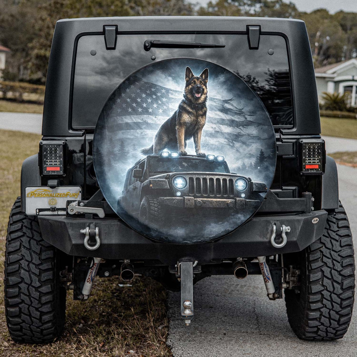 German Shepherd Dog Lover Leather Spare Tire Cover