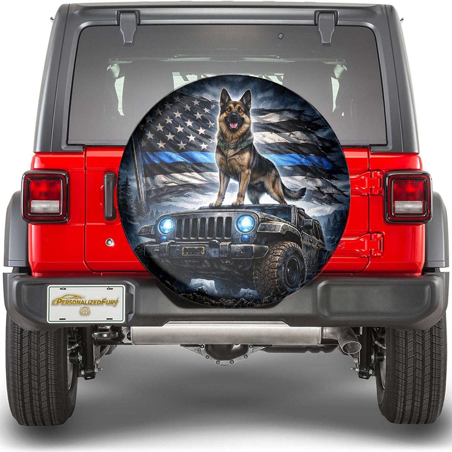 German Shepherd Dog Wheel Cover Leather Spare Tire Cover
