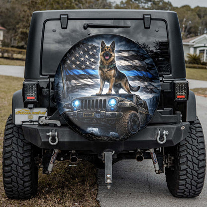 German Shepherd Dog Wheel Cover Leather Spare Tire Cover