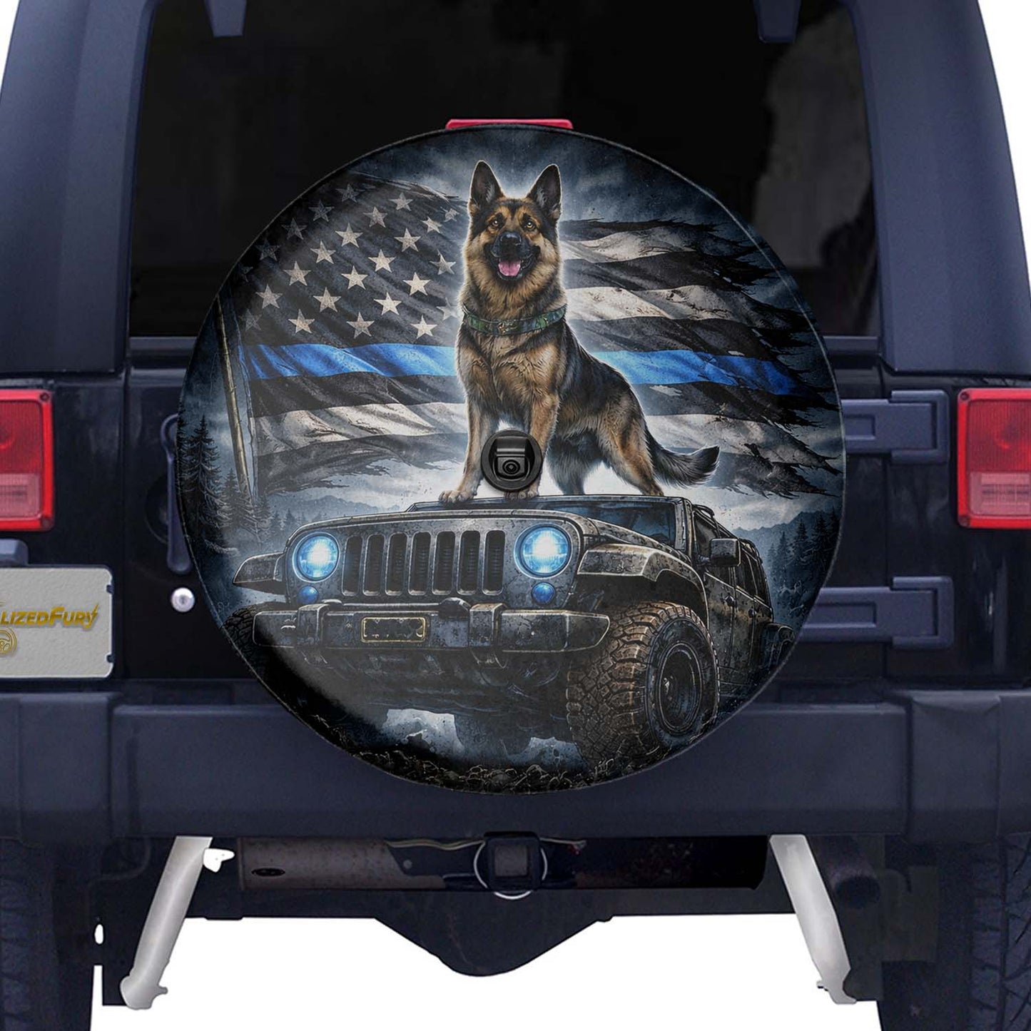 German Shepherd Dog Wheel Cover Leather Spare Tire Cover