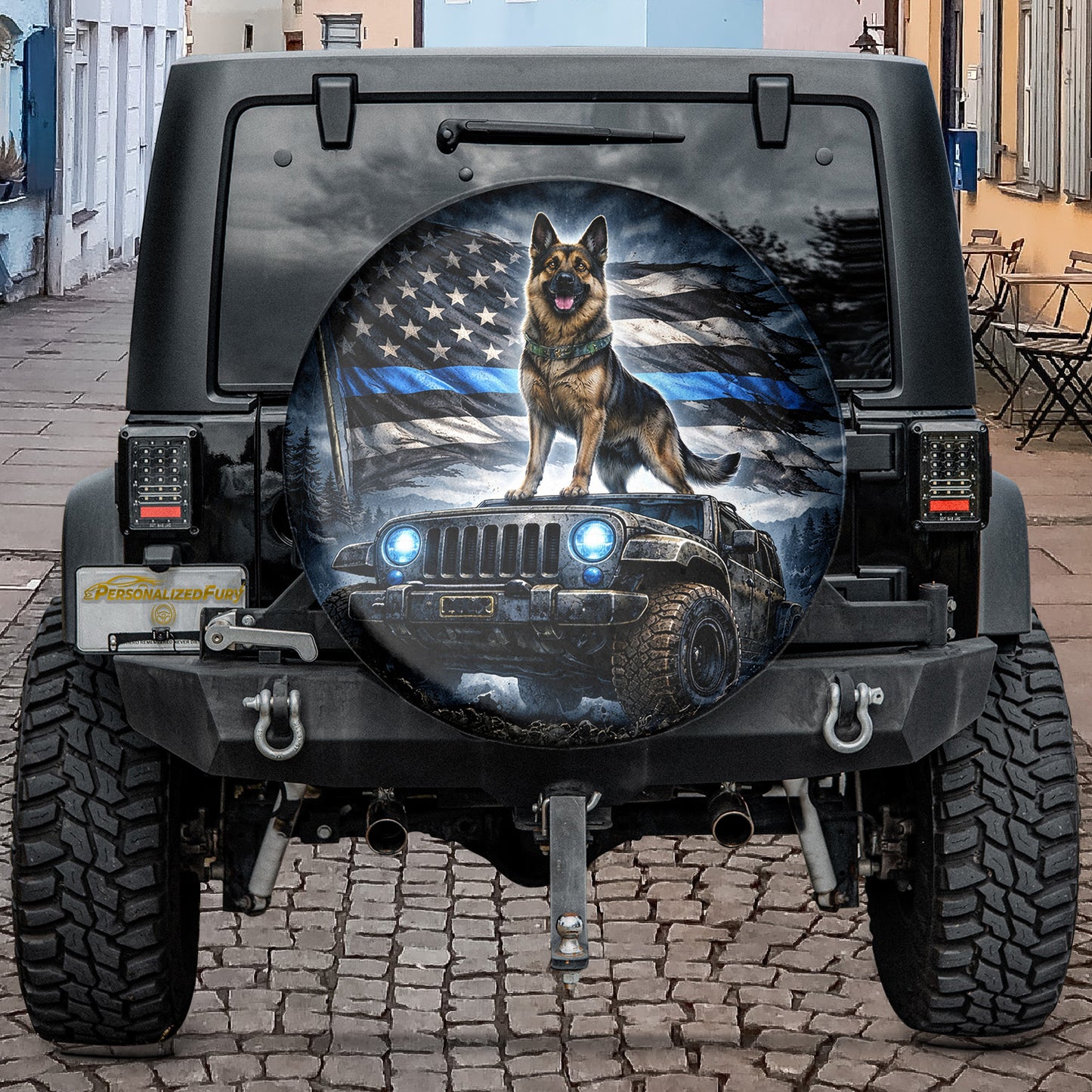 German Shepherd Dog Wheel Cover Leather Spare Tire Cover