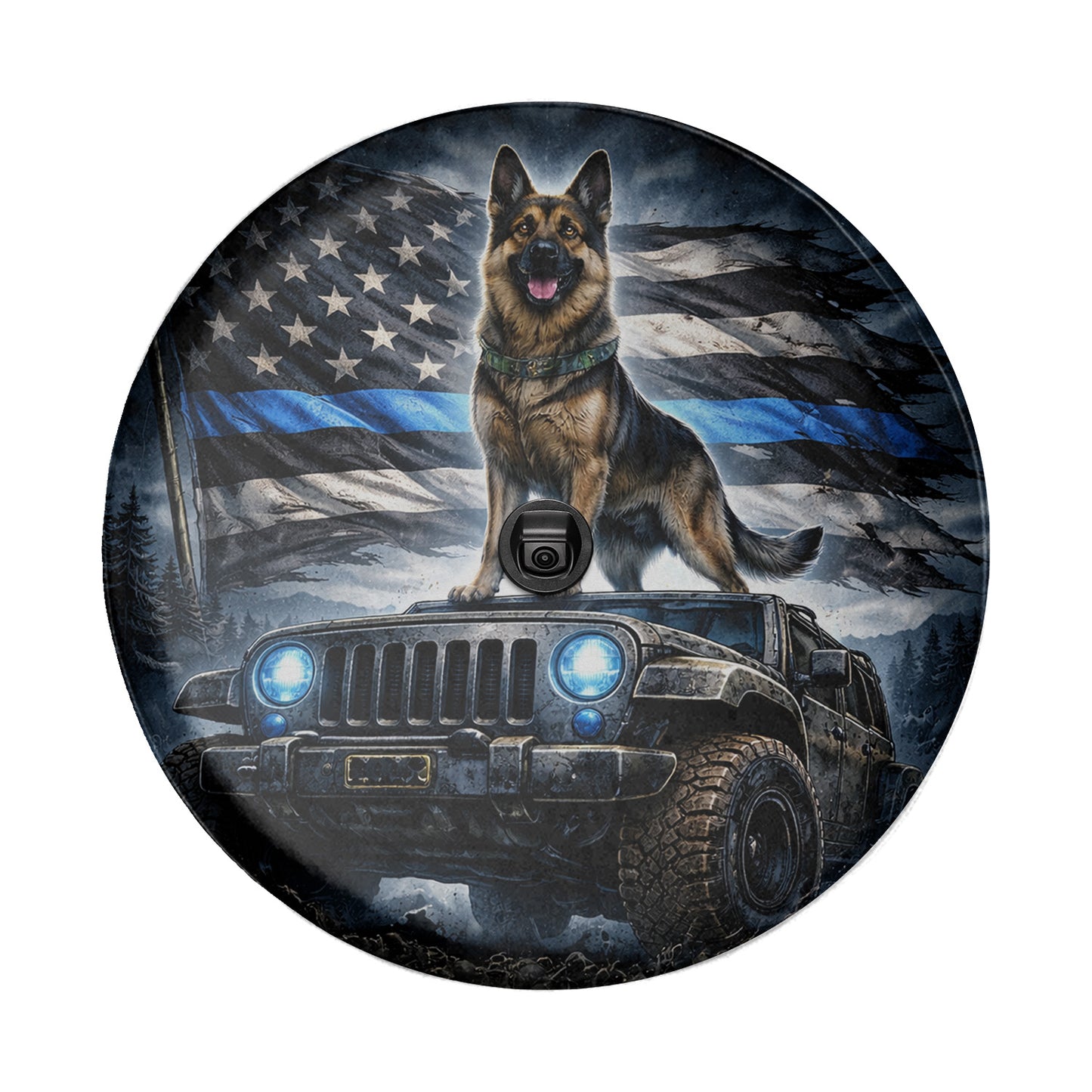German Shepherd Dog Wheel Cover Leather Spare Tire Cover