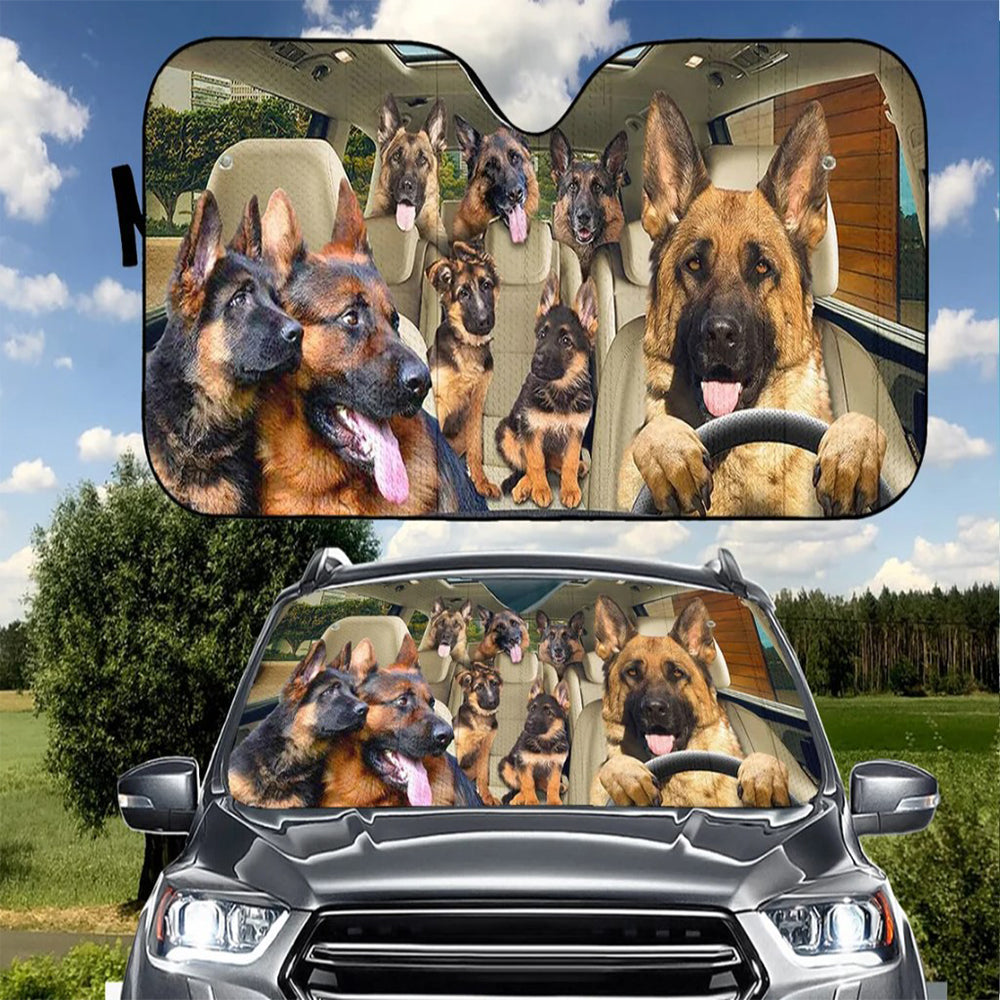 German Shepherd Family Car Auto Sunshades