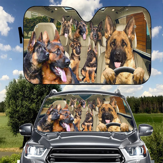 German Shepherd Family Car Auto Sunshades