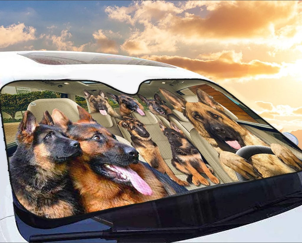 German Shepherd Family Car Auto Sunshades