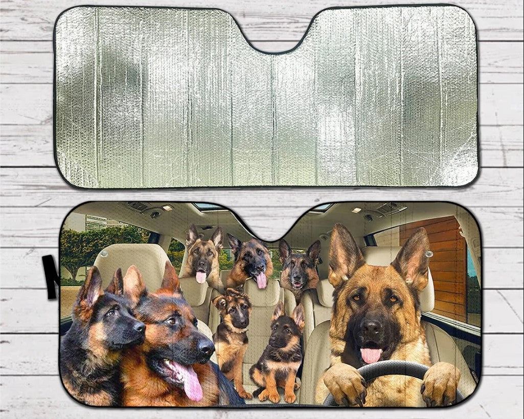 German Shepherd Family Car Auto Sunshades