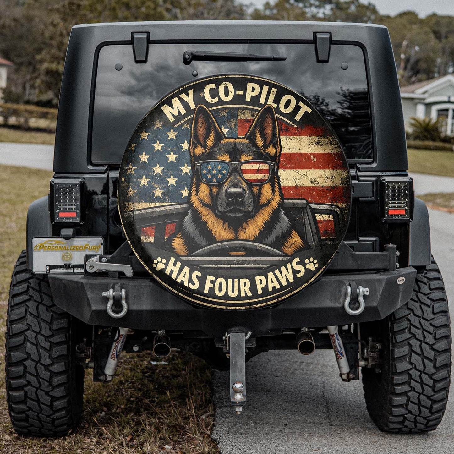 German Shepherd Inspired Leather Spare Tire Cover