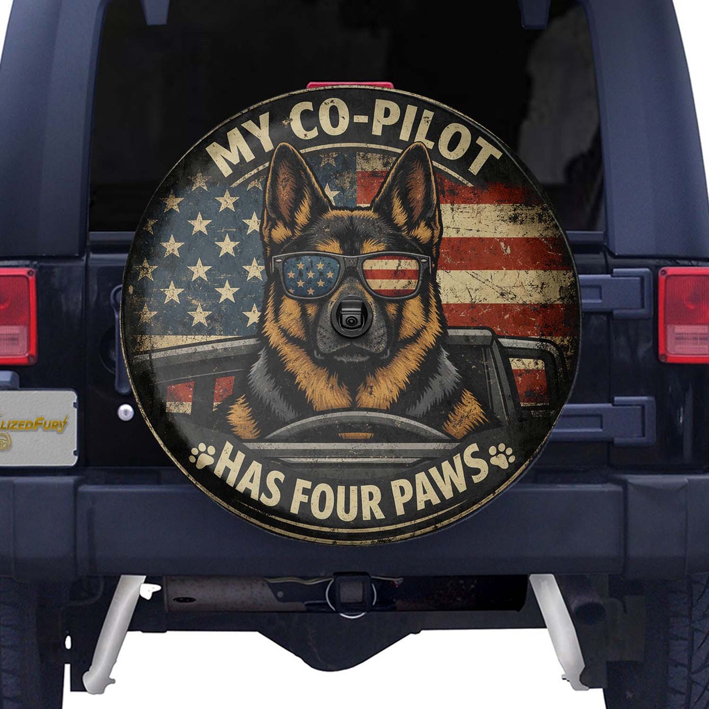 German Shepherd Inspired Leather Spare Tire Cover