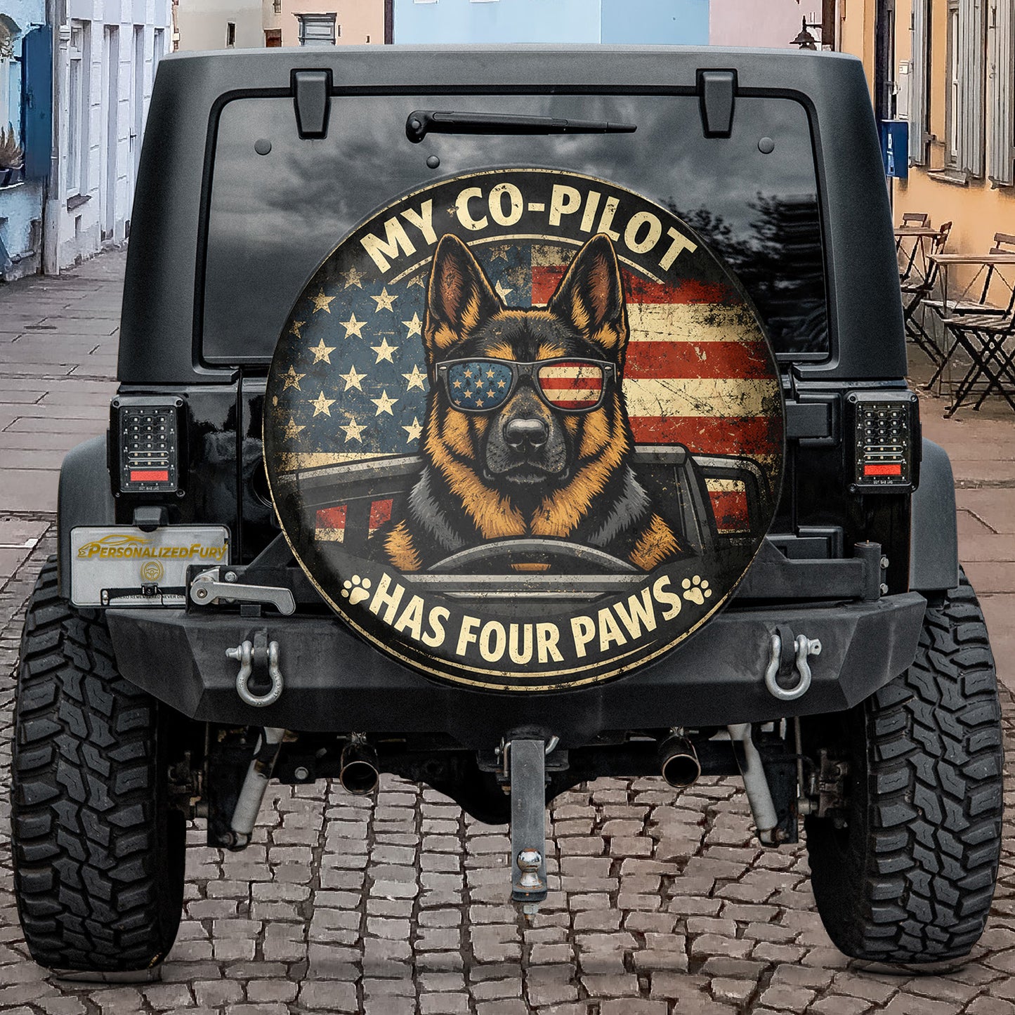 German Shepherd Inspired Leather Spare Tire Cover