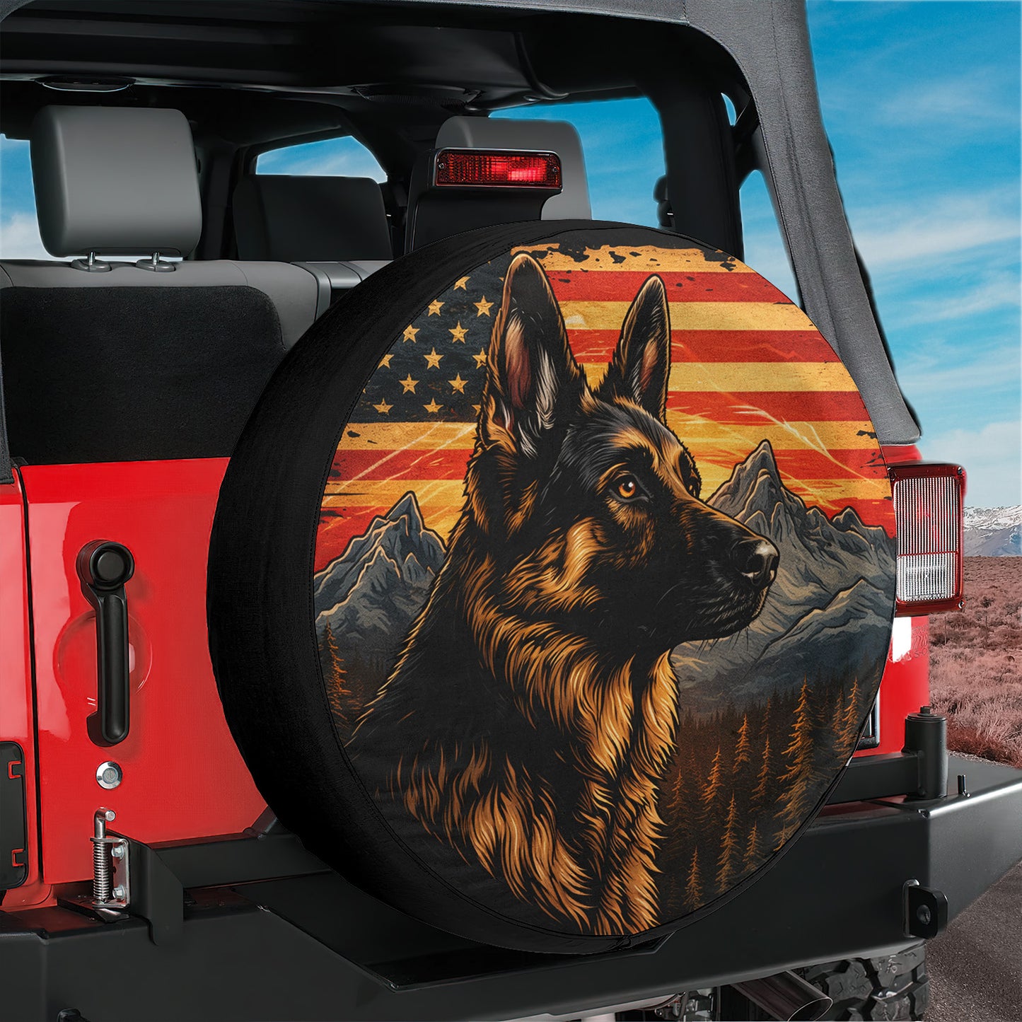 German Shepherd Leather Spare Tire Cover - Car Accessories