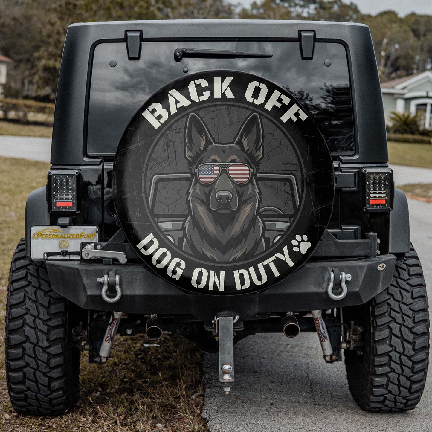 German Shepherd Leather Spare Tire Cover for SUVs & Trucks