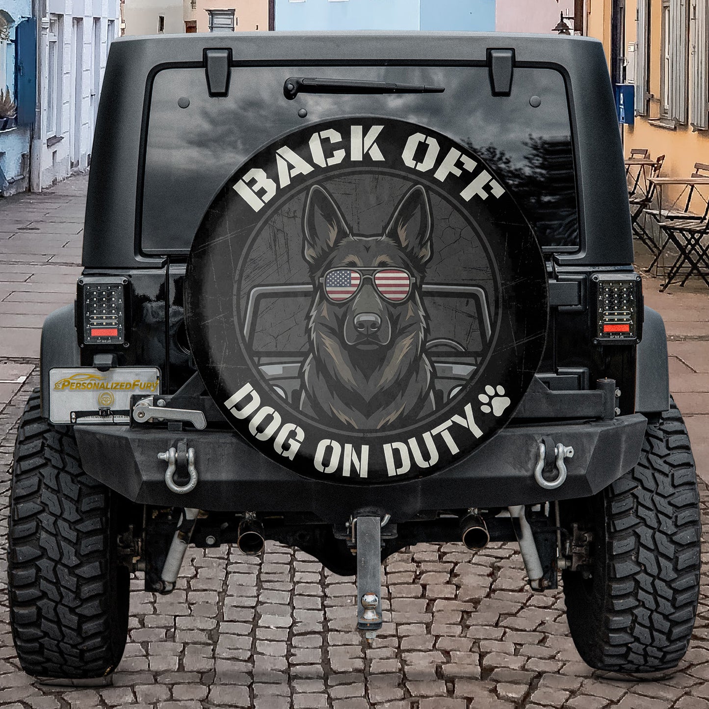 German Shepherd Leather Spare Tire Cover for SUVs & Trucks