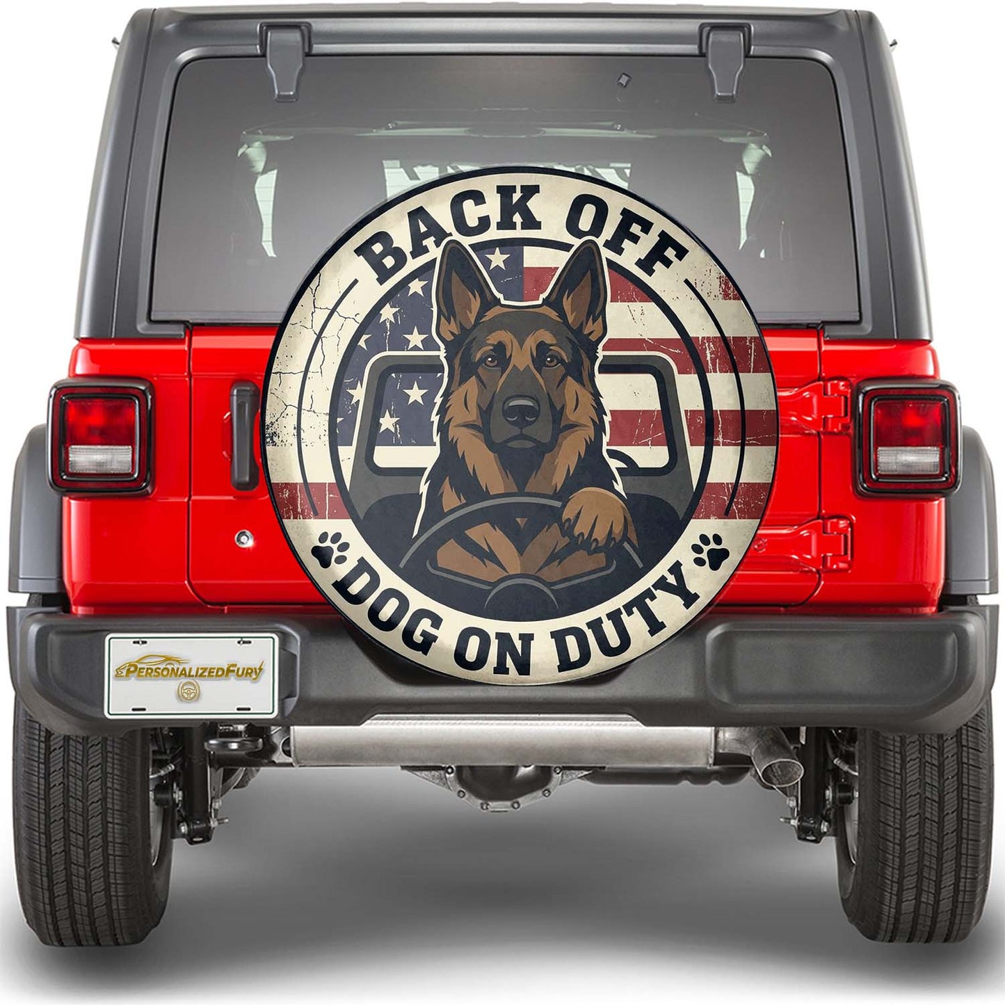 German Shepherd Leather Spare Tire Wheel Cover