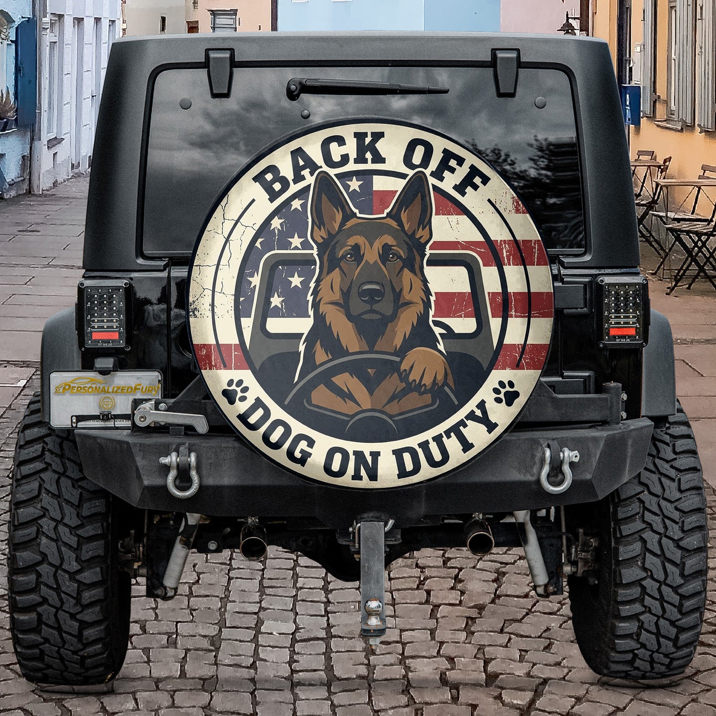 German Shepherd Leather Spare Tire Wheel Cover