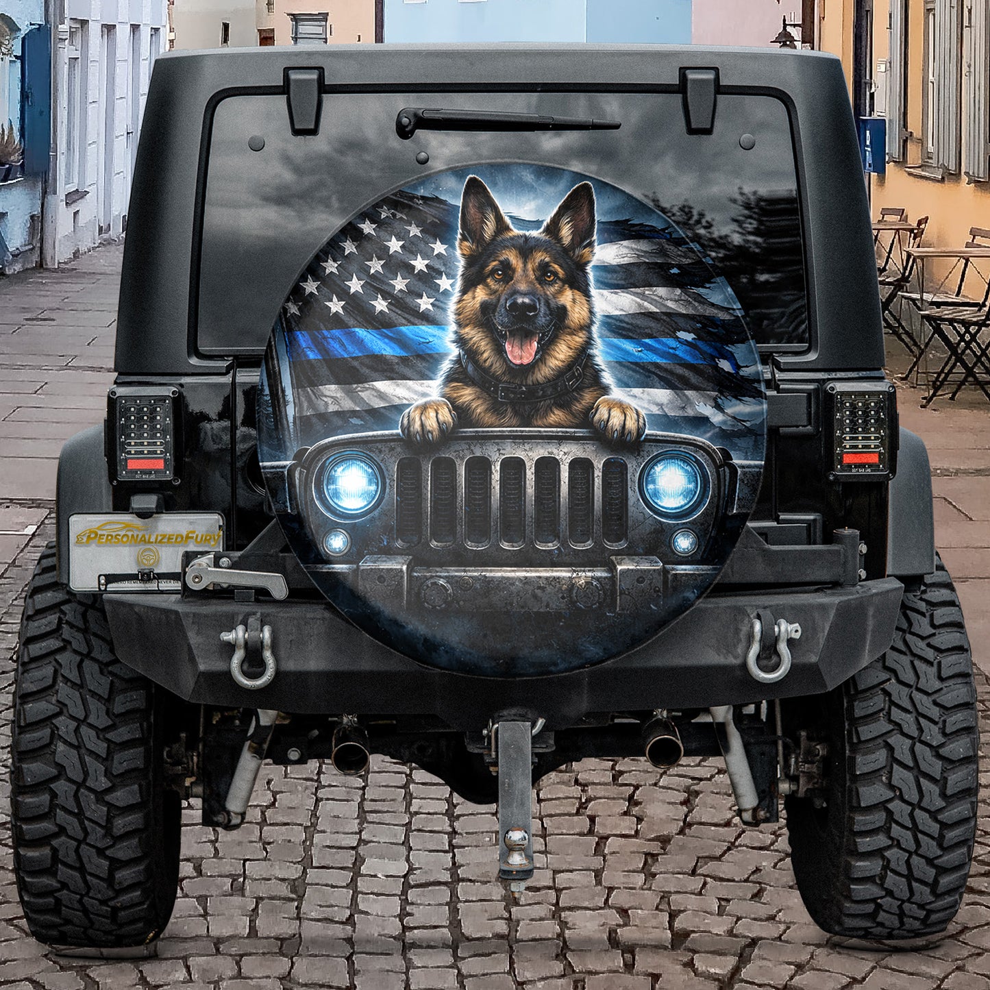 German Shepherd Leather Wheel Cover Spare Tire Cover