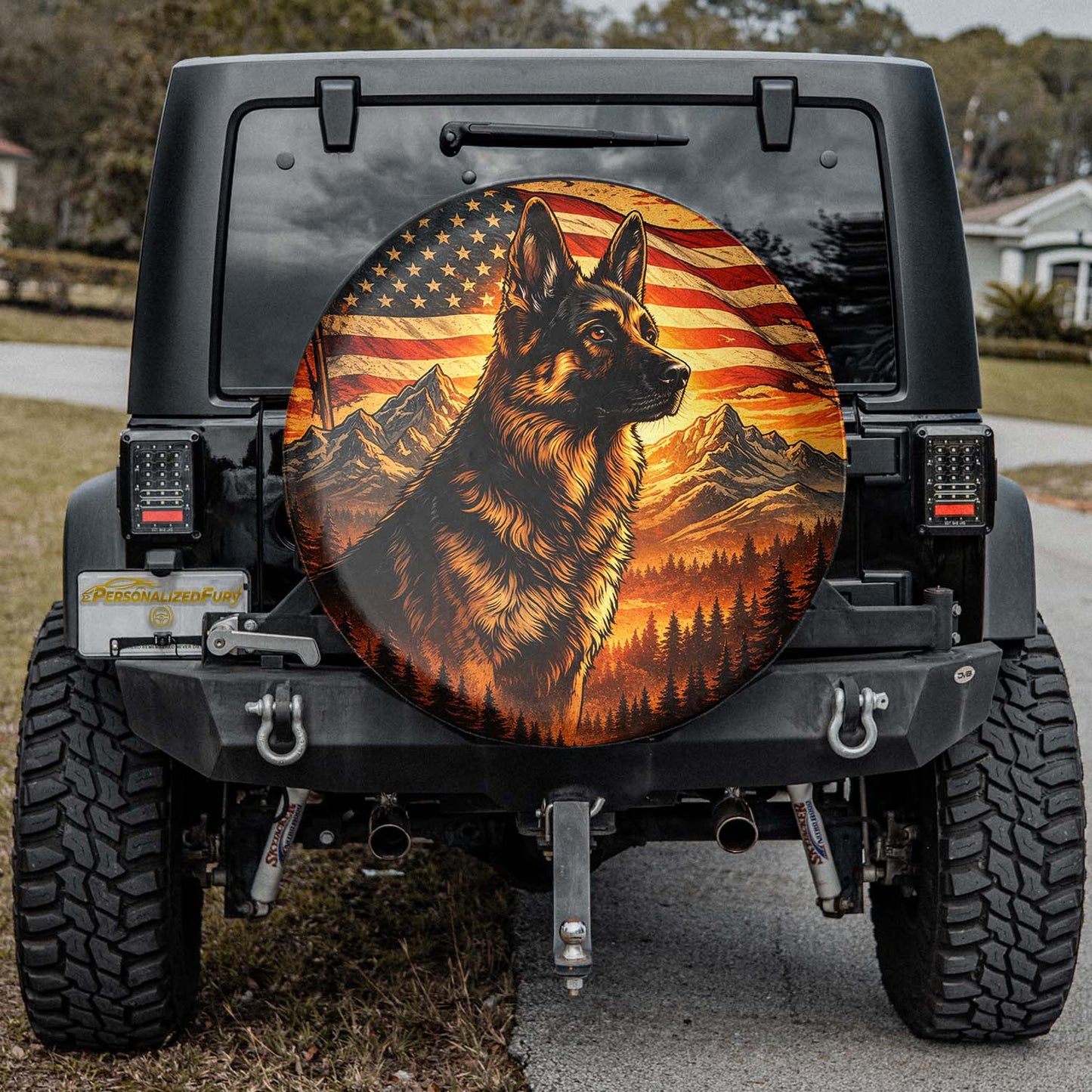 German Shepherd Lover Leather Spare Tire Cover