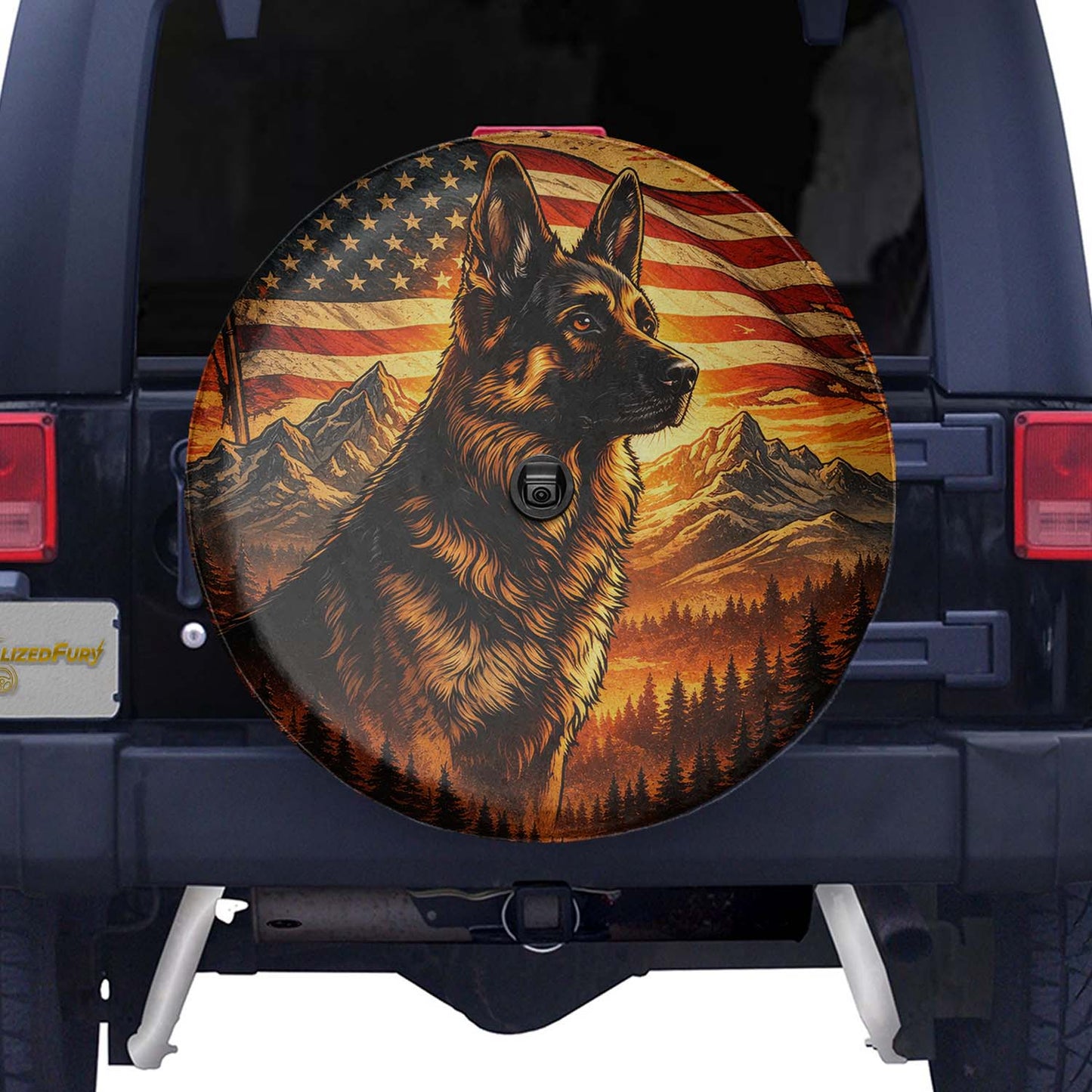 German Shepherd Lover Leather Spare Tire Cover