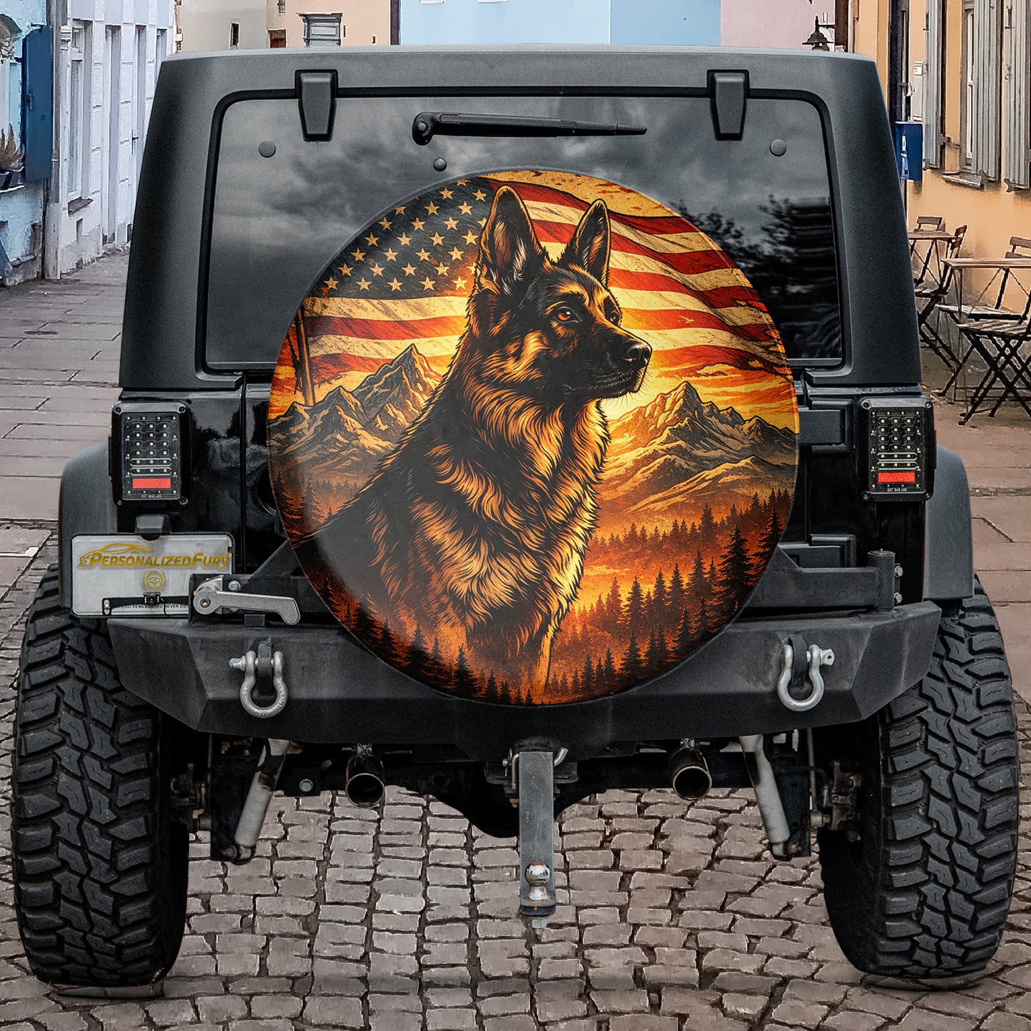 German Shepherd Lover Leather Spare Tire Cover