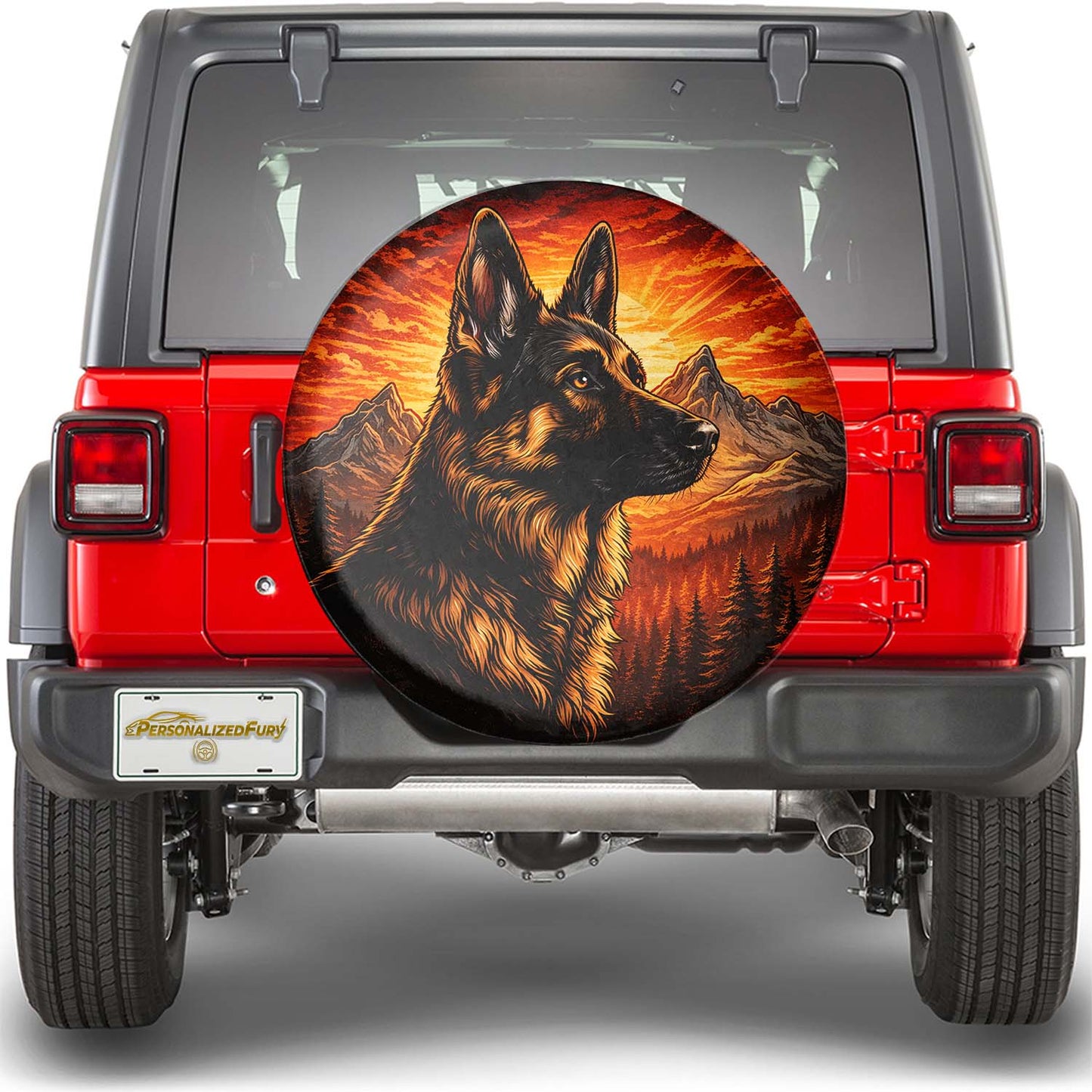 German Shepherd Pet Spare Tire Cover - Leather Car Accessories