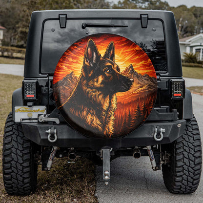 German Shepherd Pet Spare Tire Cover - Leather Car Accessories