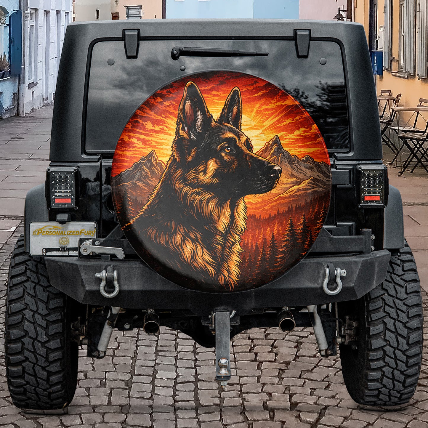German Shepherd Pet Spare Tire Cover - Leather Car Accessories