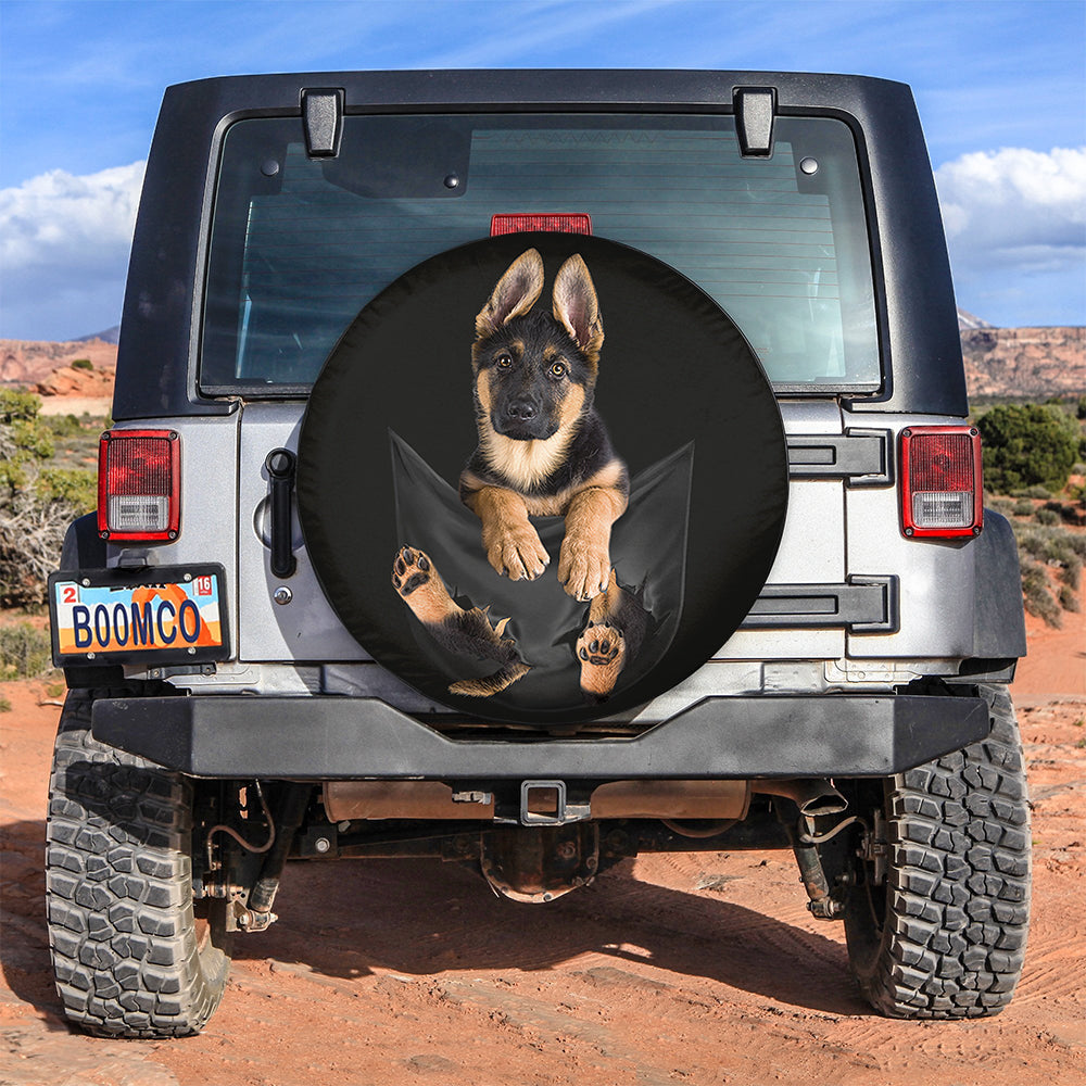 German Shepherd Puppy Dog Hanging Cute Jeep Car Spare Tire Cover