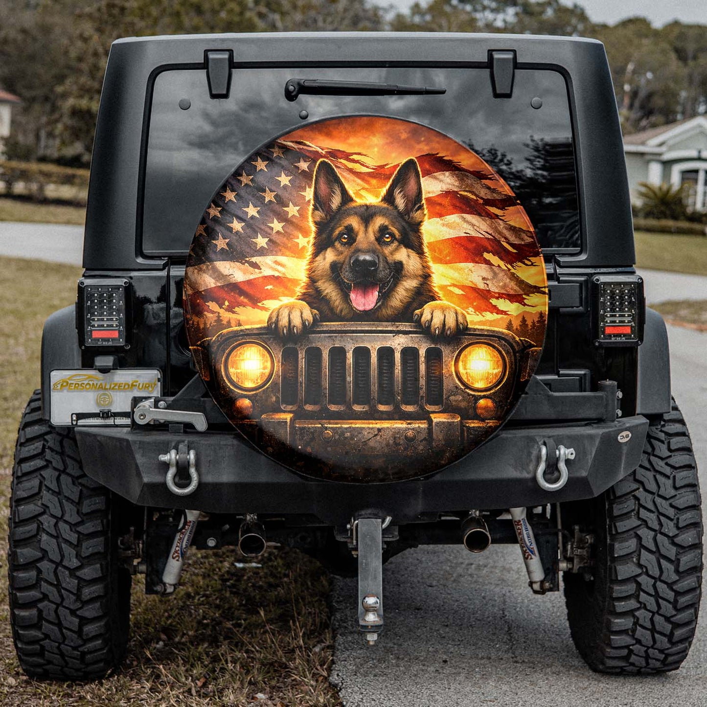 German Shepherd Spare Tire Cover Leather - Car Accessories