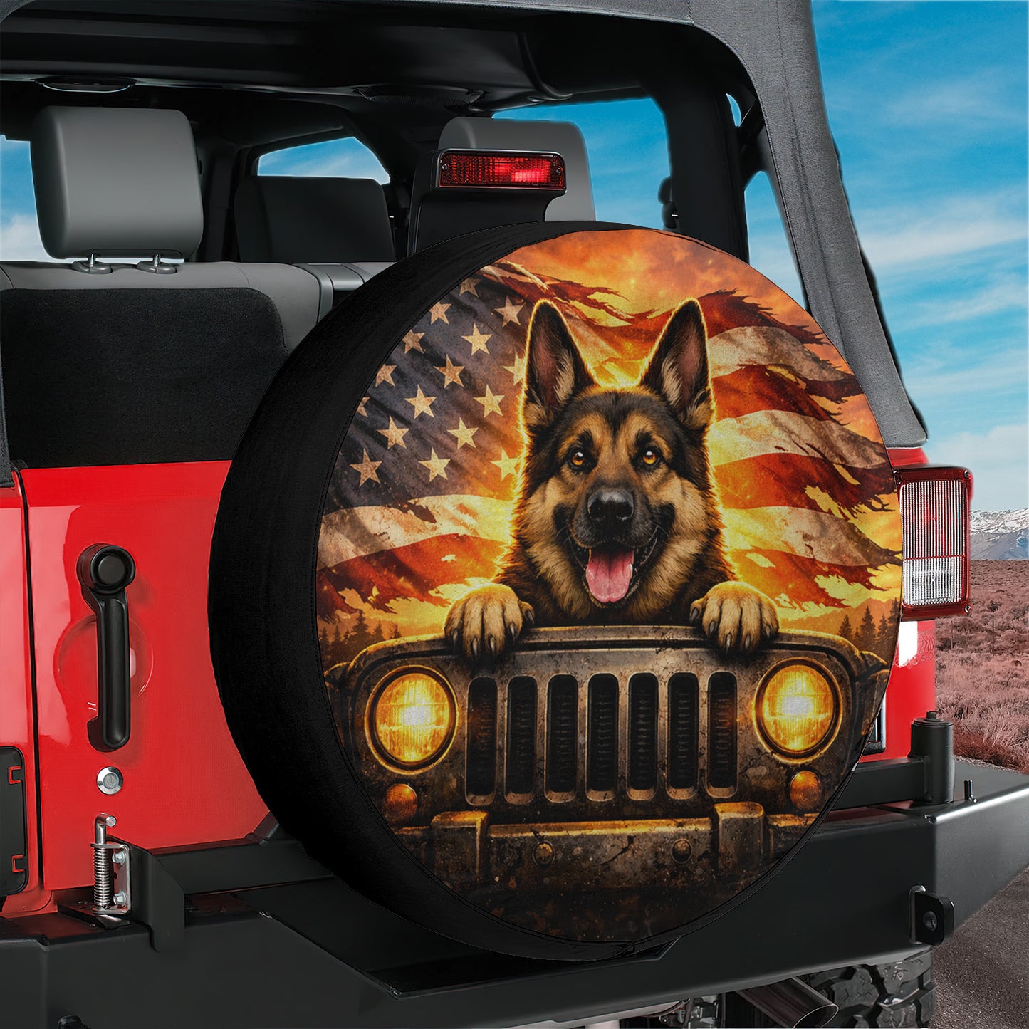 German Shepherd Spare Tire Cover Leather - Car Accessories