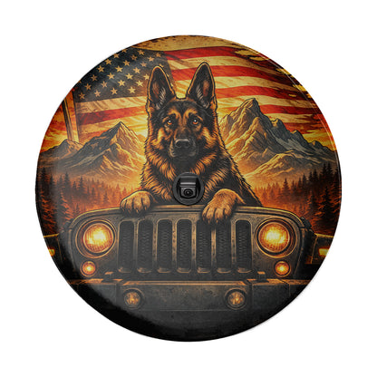 German Shepherd Themed Leather Spare Tire Cover - Car Accessories