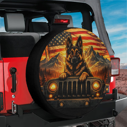 German Shepherd Themed Leather Spare Tire Cover - Car Accessories