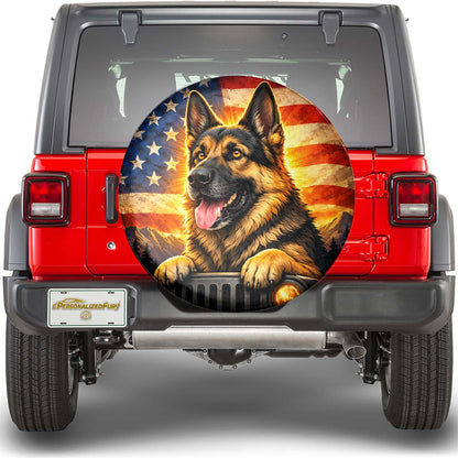 German Shepherd Wheel Cover - Leather Spare Tire Cover