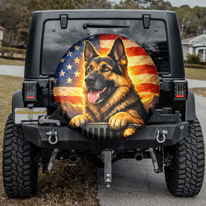German Shepherd Wheel Cover - Leather Spare Tire Cover