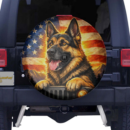 German Shepherd Wheel Cover - Leather Spare Tire Cover