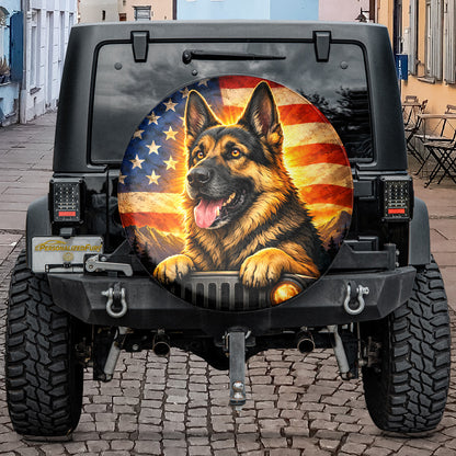 German Shepherd Wheel Cover - Leather Spare Tire Cover