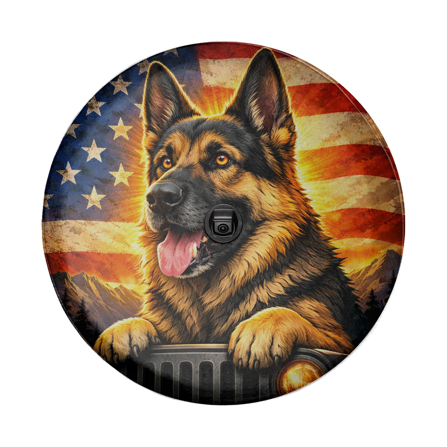 German Shepherd Wheel Cover - Leather Spare Tire Cover